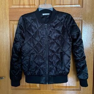 Black quilted satin Bomber Jacket size small